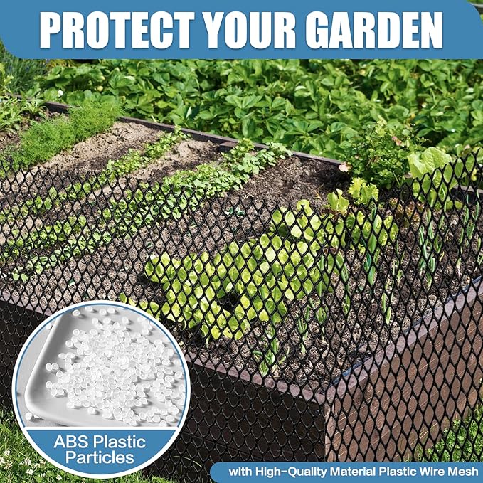 Plastic Pet & Garden Fence - Black 15.7in X 50ft Roll Multi-Use Decorative Chicken Wire Fencing for Poultry, Gardening & Animal Barriers