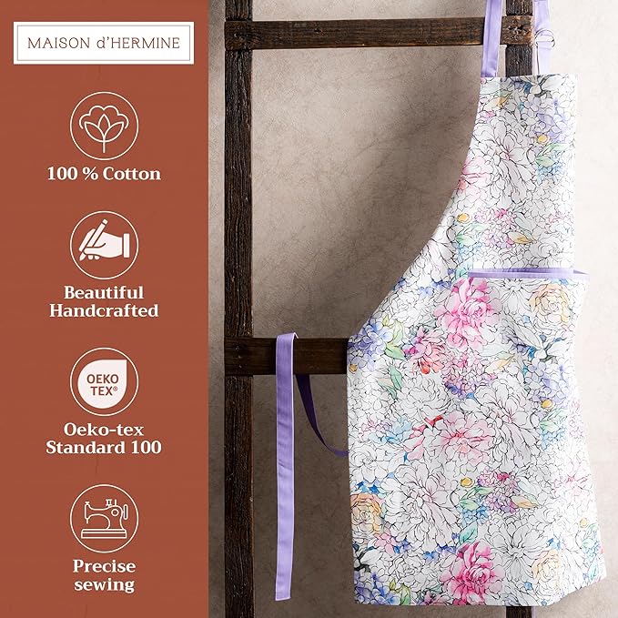 Maison d' Hermine 100% Cotton Apron for women with Pocket Kitchen Chef Apron for Men Cooking Easter Decorations