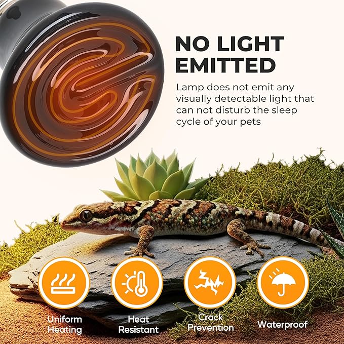 Ceramic Heat Emitter, 50W Mini Reptile Heat Lamp, No Light Emitting Turtle Heater, Efficient Heating Solution for Aquariums, 2 Pack for Optimal Temperature Control