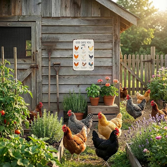 Funnysign Chicken Gifts God Says You Are Amazing Vintage Tin Sign for Chicken Coop Farm Kitchen Garden Yard Decor 8x12 inch (3912)