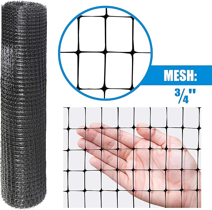 Fencer Wire 7 ft. x 100 ft. Garden & Plant Protective Netting with 3/4" Mesh, Reusable & Doesn't Tangle, Protection Against Bird, Deer and Other Animals, Multiple Choices Available (c. Heavy Duty)