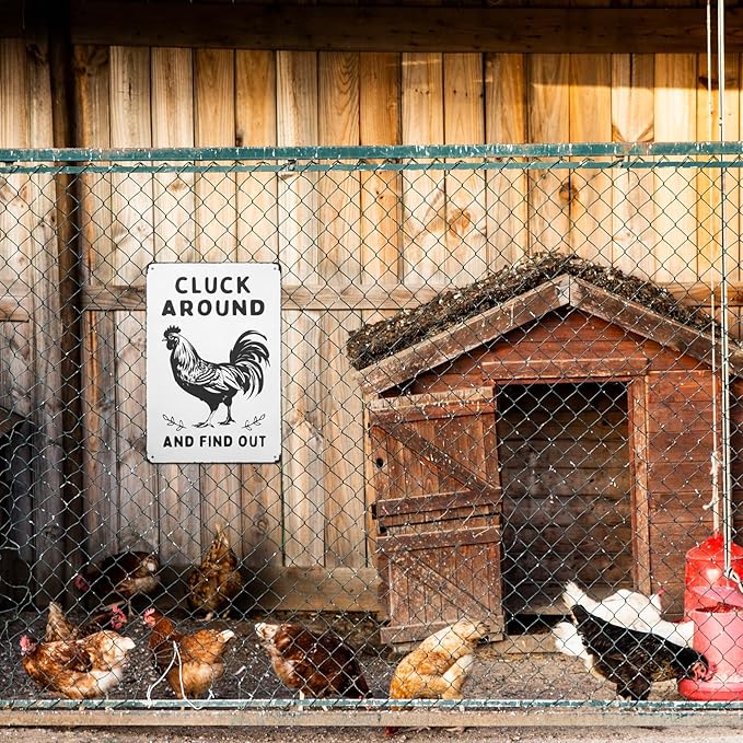 Chicken Coop Signs, Funny Chicken Signs, Metal Garden Signs for Home Farm Farmhouse Kitchen Garden Decor, Vintage Chicken Coop Accessories Gifts for Hen Rooster Lovers