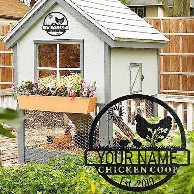 Custom Chicken Coop Signs, Personalized Funny Chicken Coop Signs, Custom Metal Farm Signs for Outdoor, Chick Hen House Sign Funny Farmhouse Outside Wall Decor Gift