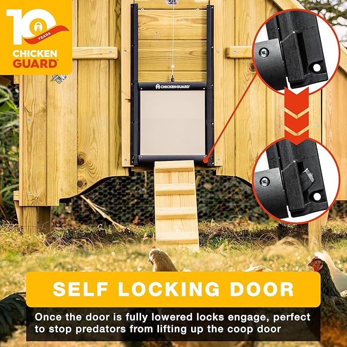 ChickenGuard Self-Locking Predator-Proof Chicken Coop Door for Hen-House, Chicken Run, Poultry Habitat Accessories (Pop Hole Door only – No Motor)