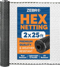 Plastic Hex Chicken Wire Mesh Garden Fence Roll (2' x 25' - Black) - Versatile Poultry Netting and Garden Fence for Temporary or Semi-Permanent Enclosures, Deer Fencing, and Construction Barriers