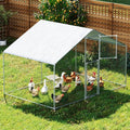 Large Metal Chicken Coop,19.7x9.8x6.4 FT Chicken Run for Yard with Waterproof & Anti-UV Cover,Walk in Chicken Pen with Feeding Door (6.6 * 9.8 * 6.4 ft)