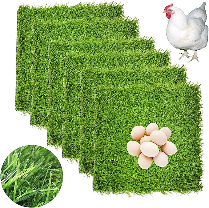 Hamiledyi Chicken Nesting Box Pads, 6 Pcs Artificial Grass Rug Carpet Synthetic Turf Mat Nest Box Bedding for Chicken Coop Pet Garden Lawn Indoor Outdoor 12"x12"