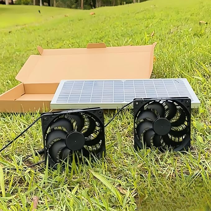 Solar Panel Fan Kit, 12W 4.72 Inch Solar Powered Fans Set, IP65 Waterproof Rainproof Solar Exhaust Fans with Solar Panel for Outside Chicken Coop Greenhouse Home Use Max. 3000RPM
