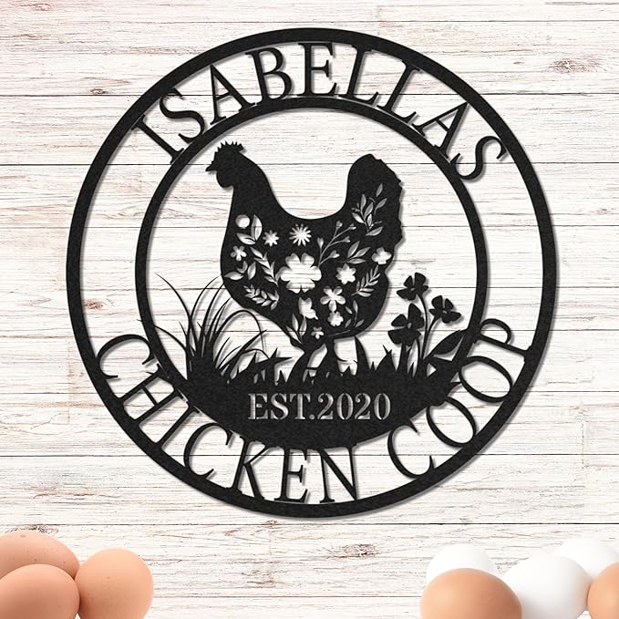 Custom Chicken Coop Metal Decor, Personalized Name Sign for Farmhouse, Metal Farmhouse Wall Art, Gift for Chick Lovers