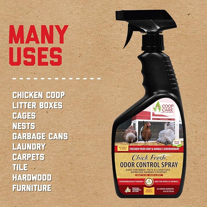 Chicken's Choice Chicken Dust Bath, 6 lb Natural Volcanic Ash Dust Bath for Chickens with Chick Fresh Odor Control and Eliminator 24 oz Spray Bottle. Made in America