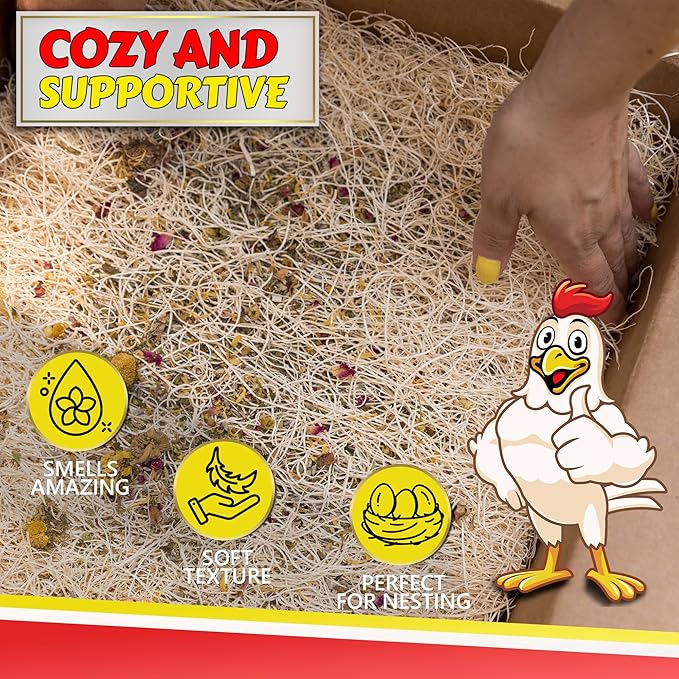 Chicken Nesting Pads with Aromatic Nest Herbs | Natural Excelsior Aspen Fiber Poultry Bedding | 13 x 13 Inches | Pack of 10