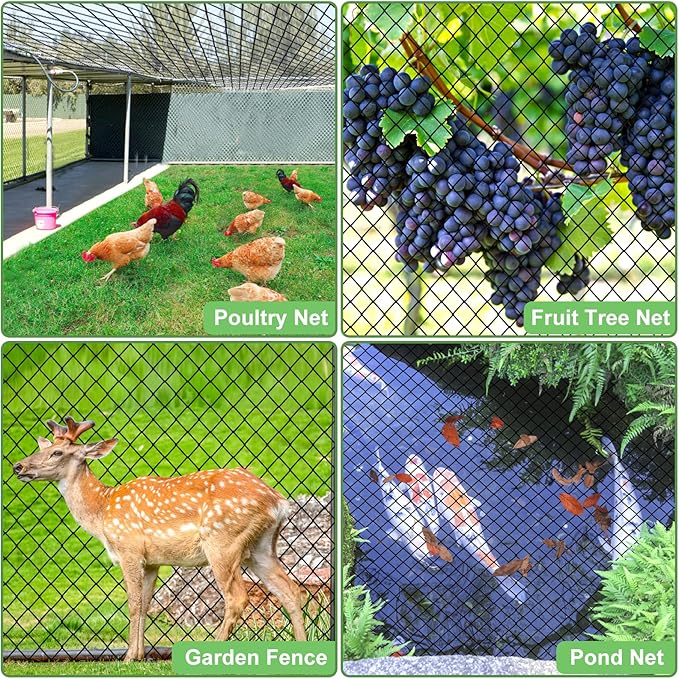 Heavy Duty Bird Netting - 3/4' Mesh Net, 25x100ft Poultry Netting for Chicken Coop, Garden Protection for Fruit Trees, Orchard Against Squirrels, Deer, Hawk