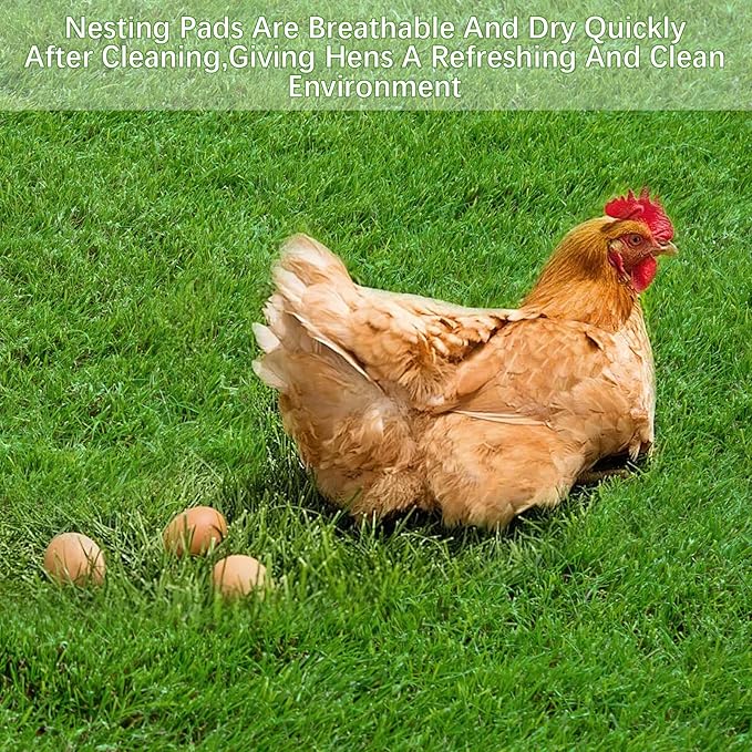 12 Pack Chicken Nesting Box Pads - 12"x12"x1" Washable Artificial Grass Liners for Chicken Coop, Laying Hens, Pet Garden (Indoor/Outdoor Use) (12)