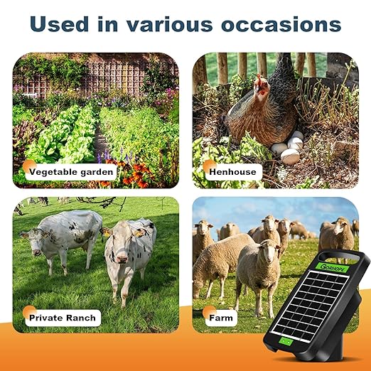 20 Miles Solar Electric Fence Charger,Output 0.32J Electric Fenc e Charger,24-Hour Uninterrupted Protection Solar Fence Chargers, Solars Fence Energizerr That can Work for 14 Days Without Sunlight