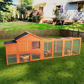 Large Wooden Chicken Coop with Enclosed Run & Nesting Box Outdoor Hen House with Asphalt Roof Removable Tray Ramp Perch Secure Locks for 2–4 Chickens (Natural)