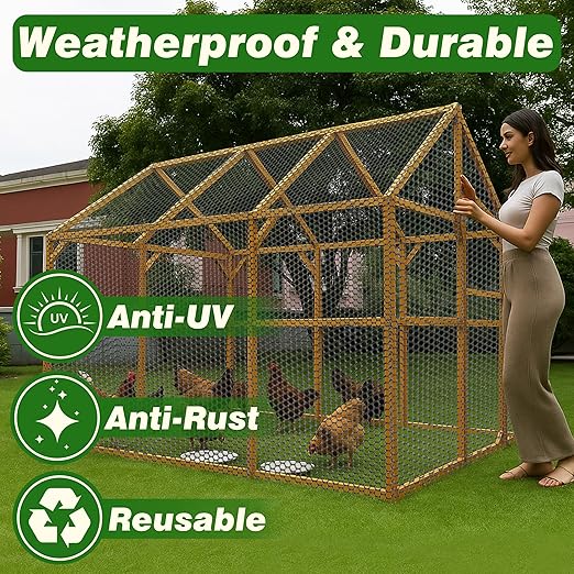 Gardzen Plastic Chicken Wire Mesh with 40 pcs Ties, 16in x 20ft Durable Chicken Fence for Poultry, Garden Protection & DIY Crafting, Heavy-Duty Mesh Netting for Outdoor & Indoor Use