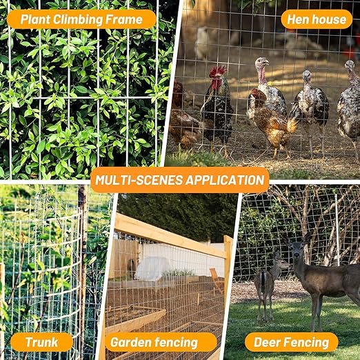 15GA 4'*50' Welded Wire Mesh, Metal Fencing Wire Mesh 2'' X 4'', for Dog Boundary Fence Roll Outdoor Animal Barrier Fence and Garden Plant Vegetable Protection