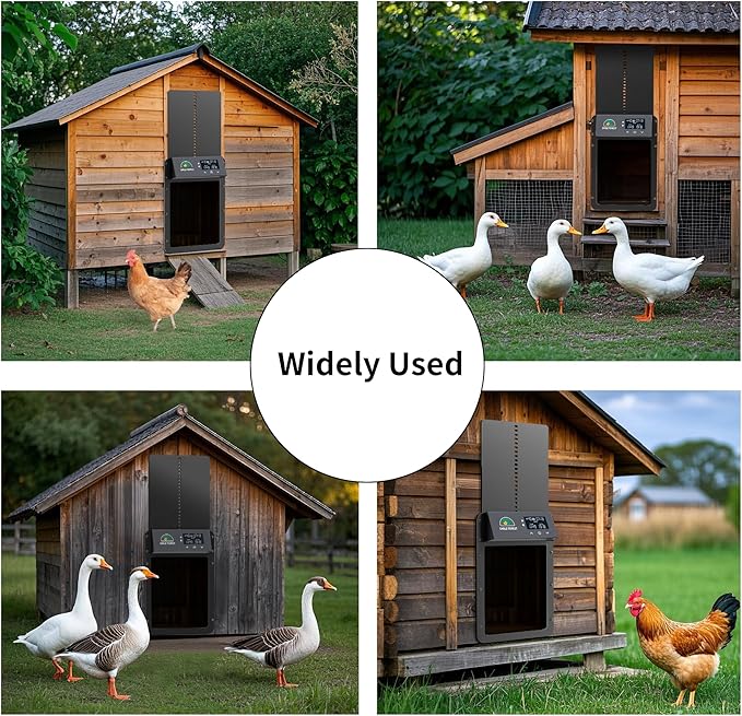 Automatic Chicken Coop Door,Multi-Modes for Chicken Door,Auto Chicken Coop Door with Anti-Pinch Feature,Automatic Coop Door with LCD Display,Run Chicken Automatic Door with Timer & Light Sensor