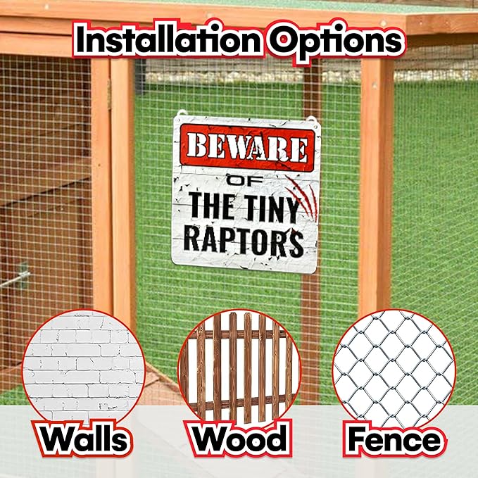 Bigtime Signs Tiny Raptors Chicken Decor – 12" x 12" PVC Sign, Chicken Coop Accessories and Gifts for Chicken Owners
