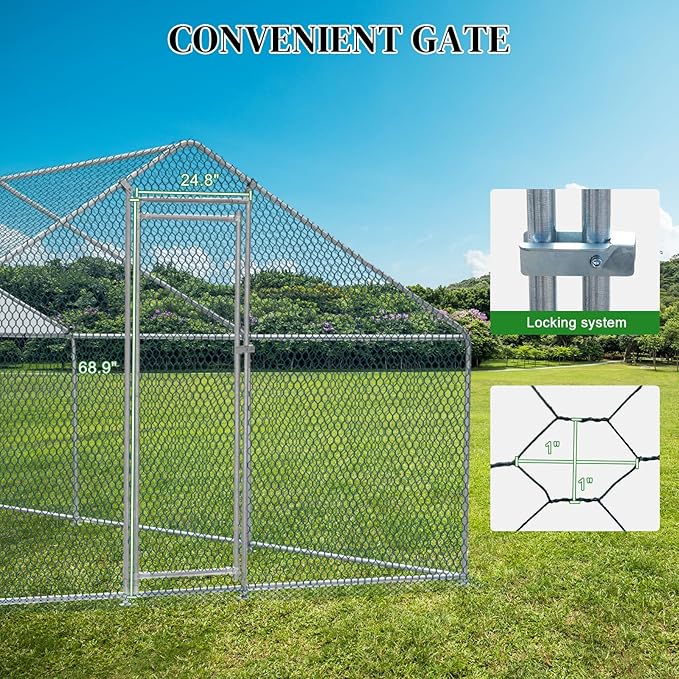 Outvita Chicken Coop, 19.5×10 FT Large Metal Chicken House, Poultry Habitat Cage with Waterproof Cover, Walk-in Chicken Run Pen for Small Animals, Yard, Farm, Patio