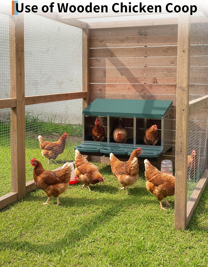 Chicken Nesting Boxes, 3 Hole Metal Rollaway Nest Box for Laying Hens with Cleanable Pull-Out Trays Wall Mount or Placed Design for Easy Egg Collection & Cleaning