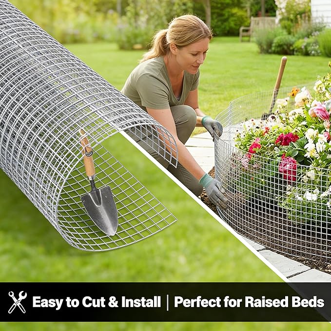 Amagabeli Hardware Cloth 1/2 inch 36inx50ft 19 Gauge Chicken Wire Fence Hot-Dipped Galvanized After Welding Wire Mesh Roll for Vegetable Garden Fencing Plant Supports Poultry Netting Cage Snake Gopher