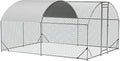 OUYESSIR Outdoor Metal Chicken Coop, Large Walk-in Chicken Run Pen with Waterproof Cover, Rabbit Habitat Dome Roof Dome Poultry Cage for Backyard Farm Use (10'W x 13'L x 6.5'H)