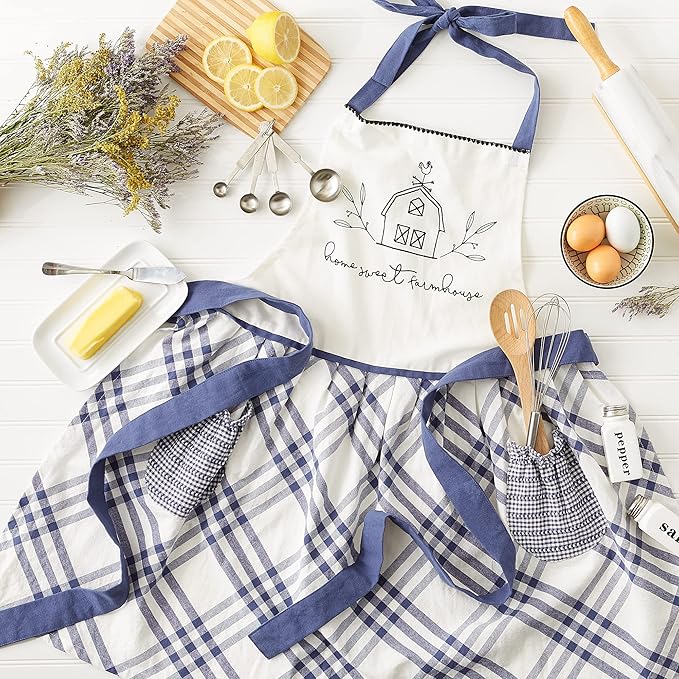 DII Home Sweet Farmhouse Kitchen Collection, Apron, French Blue