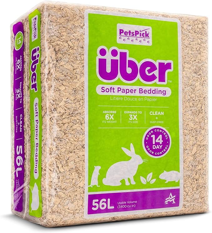 PETSPICK Uber Soft Paper Pet Bedding for Small Animals, Natural, 56L