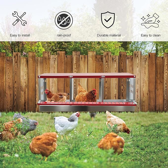 XINYI Chicken Nesting Boxes for Laying Eggs, Metal Coop for 3 Chickens,Roll Away Nesting Boxes,Easy Egg Collection, Brooder Box for Rabbit, Squirrel, Parakeet, Owl, Cockatiel, Robin