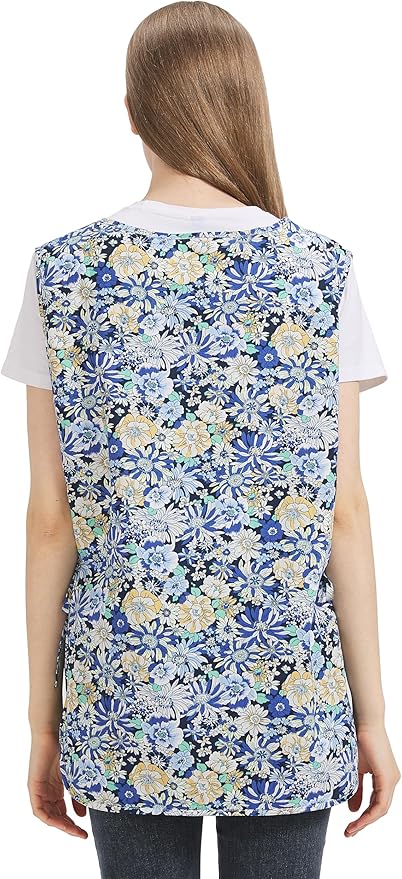 Nanxson Women Cobbler Apron with 2 Patch Pockets Cotton printed Smock with Side Ties for Work Chef kitchen CF3187
