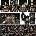 10 Pcs Kitchen Dish Towels Rugs Oven Mitts and Pot Holders Set Farmhouse Kitchen Decor Set for Women Mom Daughter Gift Cooking Baking Grilling(Rustic Color,Rustic Bohemia)
