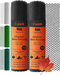 MaPorch Plastic Chicken Wire Mesh Fence - Black Mesh, 15.7 in x 10 ft - Quick-Install Chicken Wire Fencing - Plant Protectors from Animals - Durable Garden Netting - Pet & Poultry Netting (2-Pack)