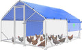Sino Luban Large Metal Chicken Coop Run with Galvanized Hardware Cloth for 20 Chickens/Ducks, Chicken Runs for Yard with Waterproof Cover, Chicken Enclosure Pen Outdoor, Walk-in Poultry Cage