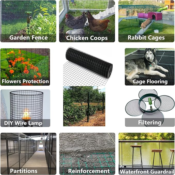 Black Hardware Cloth 36in x 100ft 1 inch 16Gauge Black Coated Welded Wire Fence Wire Mesh Roll Snake Wire Mesh Rabbit Wire mesh Gopher Wire mesh Garden Fence Poultry Netting Wire Chicken Wire Fencing