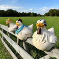 Teaeeno Chicken Fence Decoration,Funny Farm Sculpture Chicken Decor,Cute Chicken Sculpture,3 Chickens a Set,Resin Chicken Figurines,Animal Outdoor Statues for Home Garden Stairs,Farm,Patio,Backyard