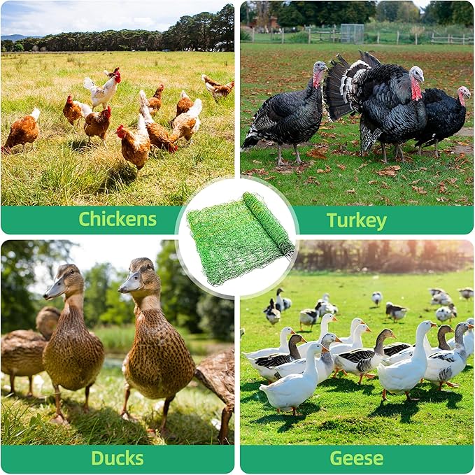 Poultry Netting Electric Fence, 47.5" H x 164' L, Portable Livestock Nets Mesh for Chickens, Ducks, Geese, Turkey, Electric Fencing for Backyards, Homesteaders, Farms, Ranches, Gardens