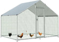 HITTITE Large Metal Chicken Coop with Run, 9.84 x 6.4 x 6.56 ft Walk in Poultry Cage Chicken Run Pen, Outdoor Chicken Runs for Yard with Waterproof & Anti-UV Cover
