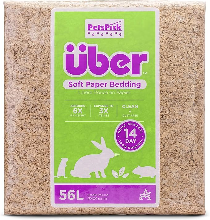 PETSPICK Uber Soft Paper Pet Bedding for Small Animals, Natural, 56L