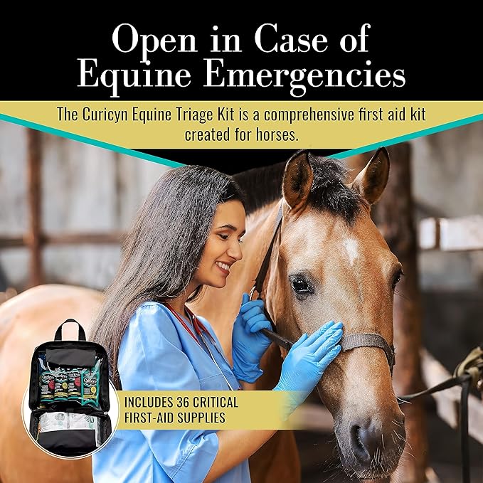 Curicyn Equine Triage Kit - 36 Piece Equine First Aid Kit for Horses - Contains Equine Emergency Essentials Including Hoof Kit - Horse First Aid Kits - Horse Emergency Necessities