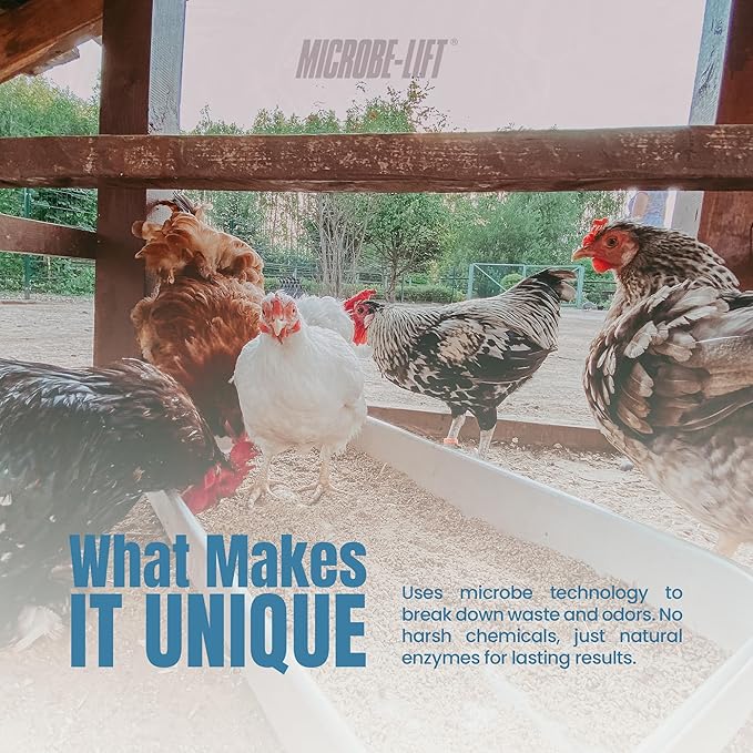 MICROBE-LIFT Chicken Coop Cleaner and Odor Eliminator, Use on All Surfaces and Supplies, Turns Chicken Poop Into Fertilizer, Ammonia Reducer, Highly Concentrated and Safe Formula, 1 Gallon