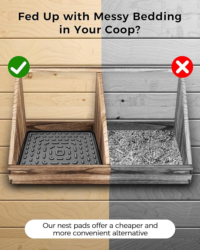 Washable & Reusable Nesting Pads for Chicken Coop - 10Pcs Chicken Nest Mats - Durable 12"x 12" Plastic Nest Box Pads for Egg Laying Hens (Soft, Easy Clean, Premium)