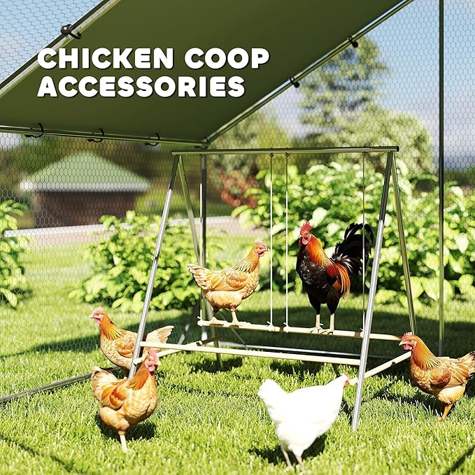 PawHut Chicken Perch for Coop, Chicken Roosting Bars with 2 Adjustable Swings, Coop Accessories for Farm, Backyard, Silver