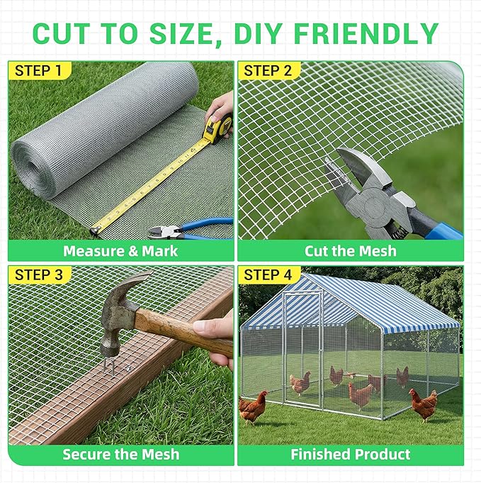 Land Guard Hardware Cloth 1/2 Inch 48inx100.1ft 19 Gauge Square Chicken Wire Fence Mesh Roll Raised Garden Bed Plant Supports Poultry Netting Cage Snake Fence…