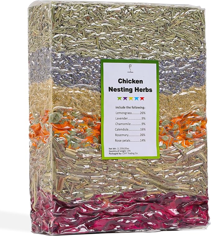 Chicken Nesting Box Herbs 20oz Vacuum-Packed, Natural 6 Dried Herbs for Chicken Coop Freshness, Healthy Hens, Optimal Egg Production and Reduced Stress