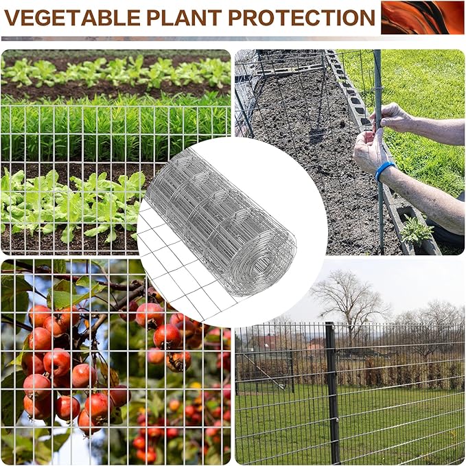 Tongmo 4 ft x 100 ft Galvanized Welded Wire Fence, 16GA Garden Chicken Wire Fence Roll, Mesh Size 2" x 4"Hardware Cloth, Ideal for Yard Protection and Poultry Netting