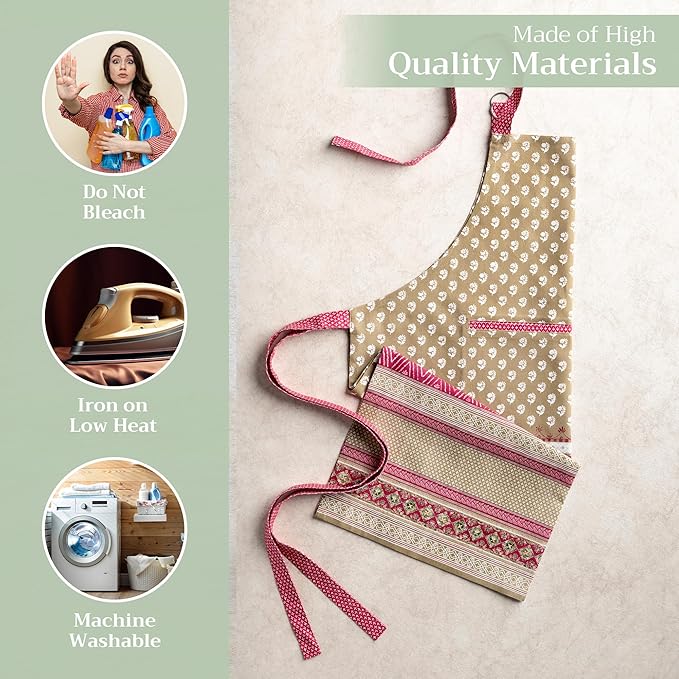 Maison d' Hermine 100% Cotton Apron for women with Pocket Kitchen Chef Apron for Men Cooking Easter Decorations
