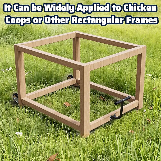 Chicken Coop Wheels Kit with A Lifting Handle, 2 Pack 4 Inch Heavy Duty Caster Wheels for Easy Chicken Coop Movement, Portable Poultry Tractor Chicken Coop Accessories, Easy to Use