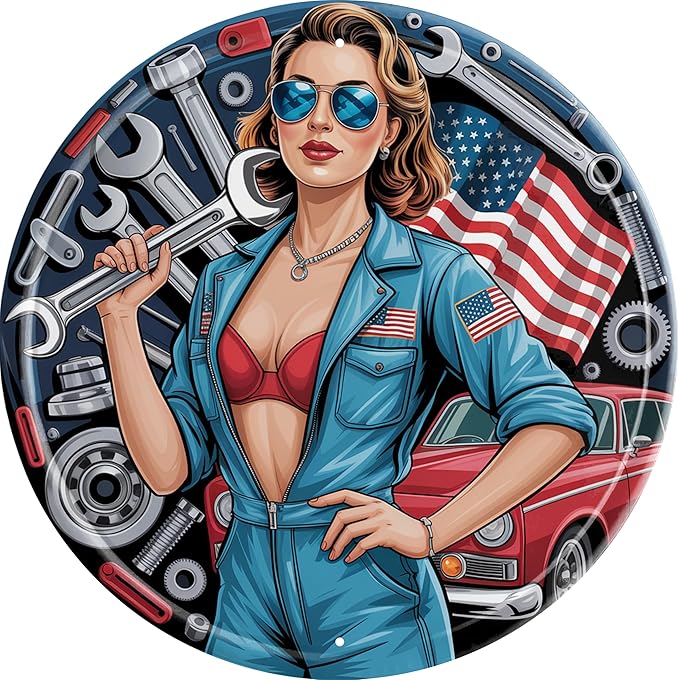 AWISZZZ Maintenance Room Metal Sign 8x8in Round Industrial Plaque for Workshop Garage Wall Decor Mechanic Gift