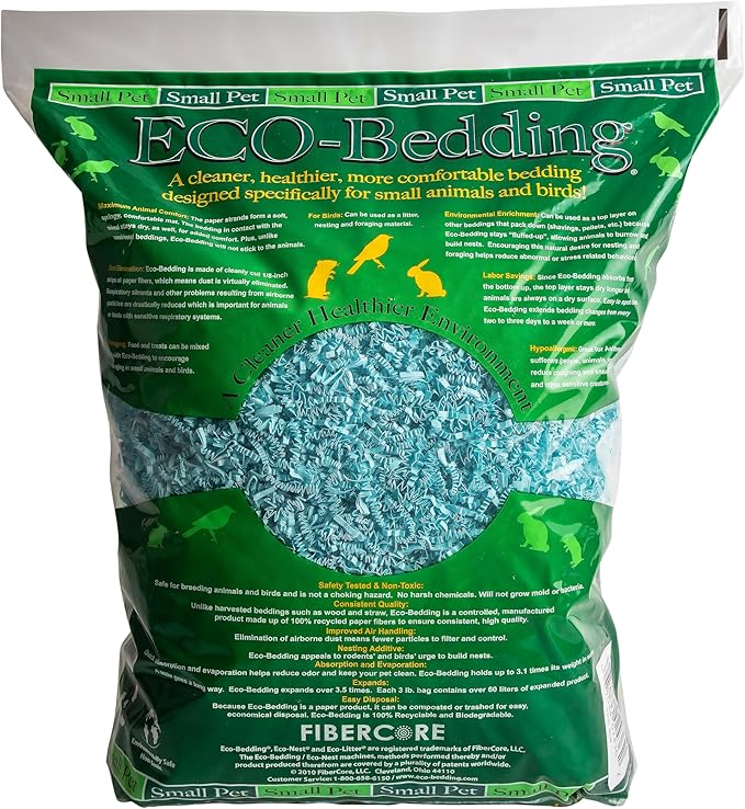 ECO BEDDING 99% Dust Free Paper Bedding for Small Pets and Birds, Blue, 1.5 lb (Expands to 30 L)